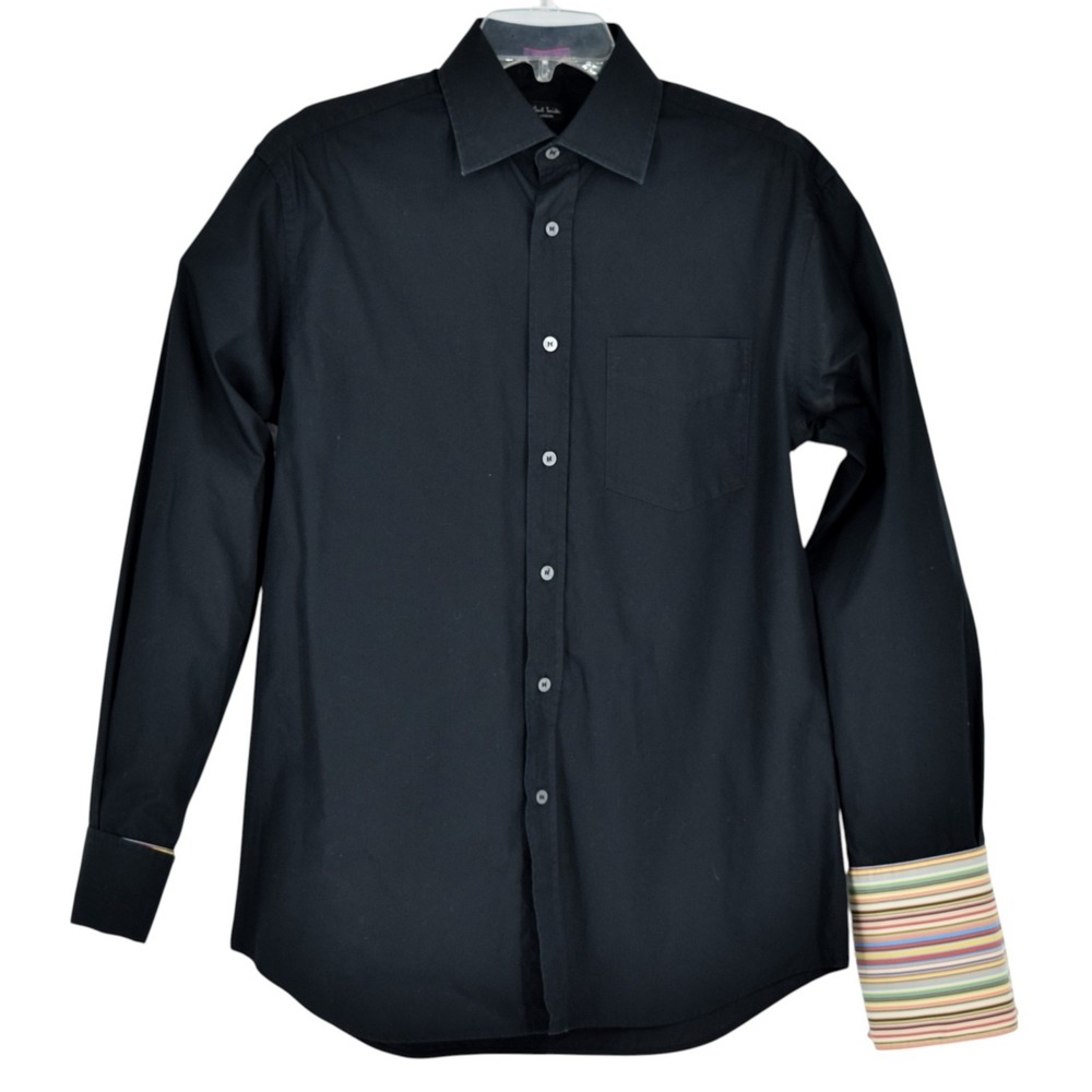 Paul Smith London Black Artist Stripe French Cuff Dress Shirt Mens 15.5/39 Italy